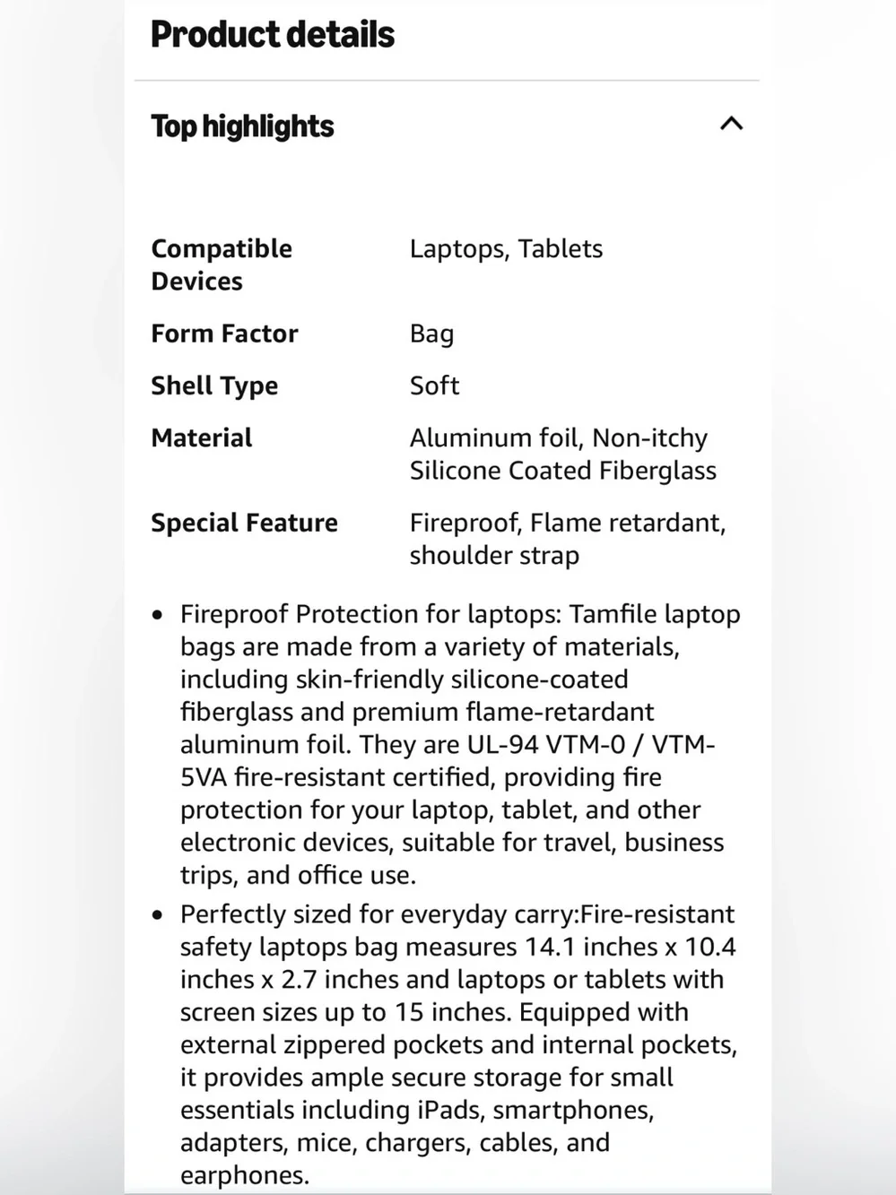 Laptop Bag, 14 inch Fireproof Safe Messenger Bag for Laptop or Tablet